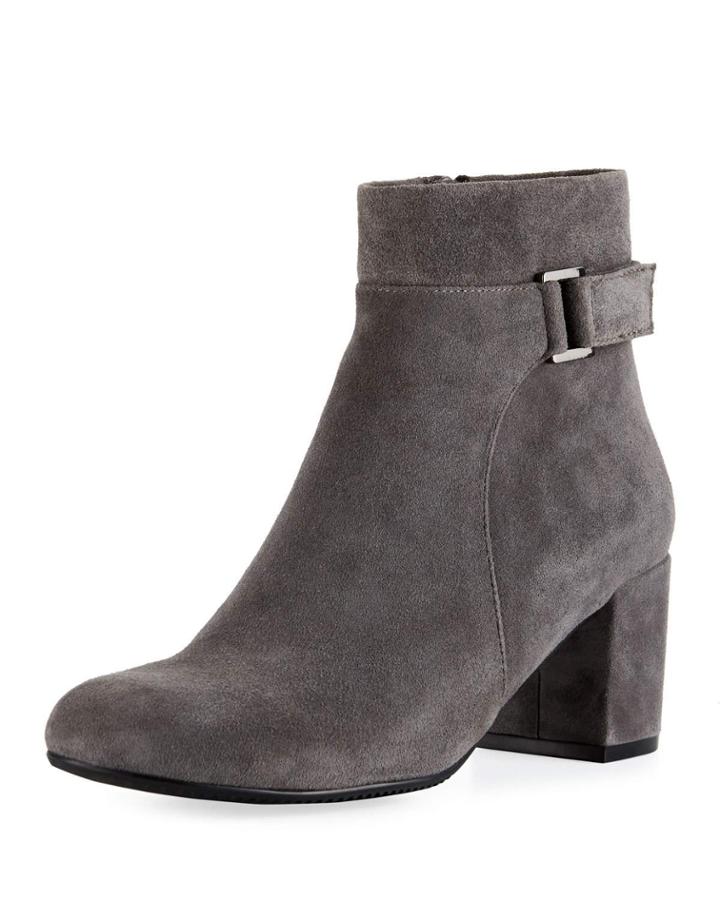 Zaza Suede Zip-up Booties, Gray