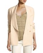 Nelson Shawl-collar Double-breasted Jacket, Beige