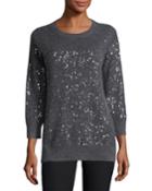 3/4-sleeve Sequin Cashmere
