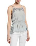 Tiffany Embroidered Elastic-waist Top