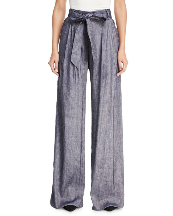 Stretch Self-tie Trapunto Pants