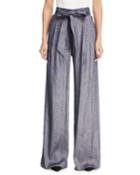Stretch Self-tie Trapunto Pants