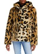 Zip-front Cheetah Faux-fur Coat