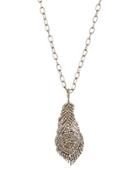 Mixed Pave Diamond Feather Pendant Necklace