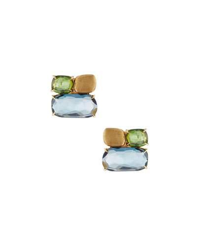 Murano Topaz & Tourmaline Button Earrings