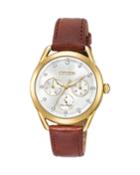 38mm Drive Watch W/ Leather Strap, Brown/gold