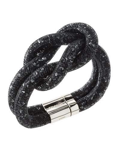 Stardust Crystal Mesh Knot Bracelet, Black,