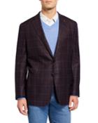 Men's Soft Wool-blend Windowpane Check