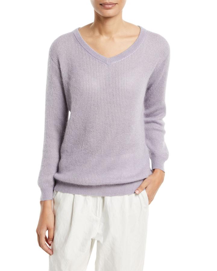 Metallic Mohair-blend Ribbed