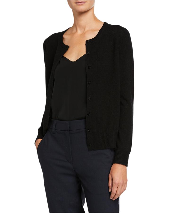 Cashmere Button-front Basic Cardigan