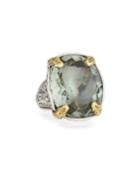 Silver & 18k Green Amethyst Snake Ring,