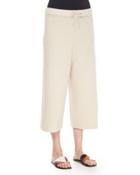 Cropped Cashmere/silk Sweatpants, Cream