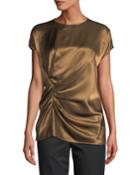Gathered Viscose Crewneck Top