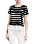 Striped Pleated Twofer Tee