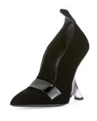 Sculptural Lucite&reg;-heel Velvet Pump, Black