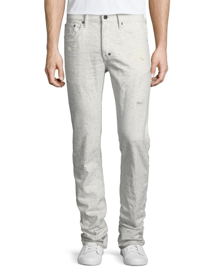 Demon Flecked & Distressed Slim-straight Jeans