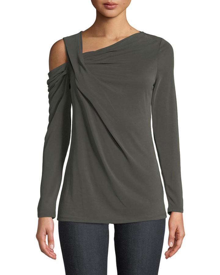 Jersey Asymmetric-shoulder Blouse