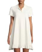 Polo Short-sleeve Swing Mini Dress, White