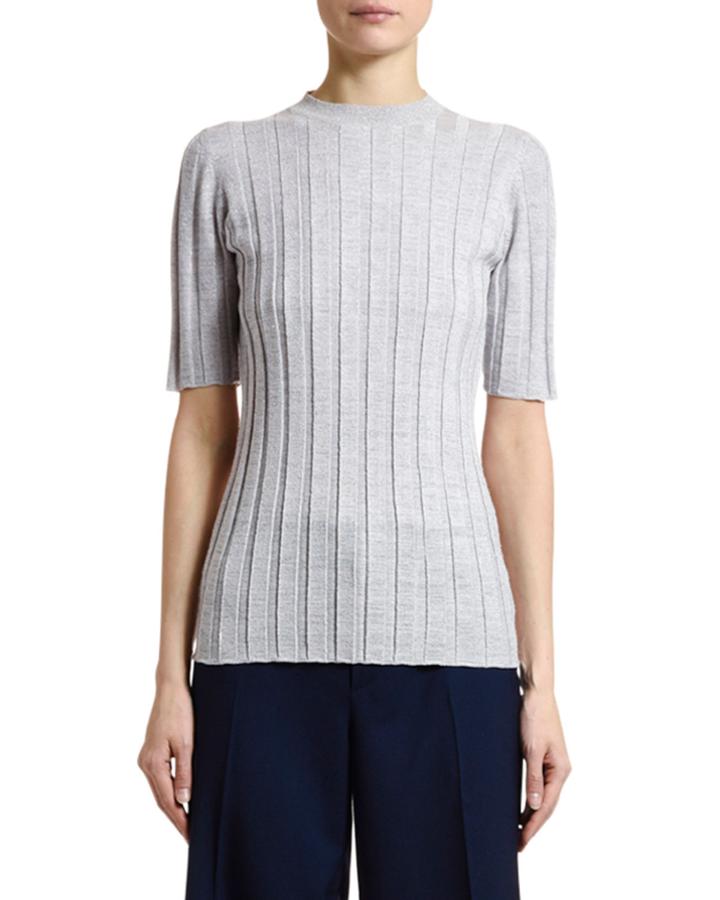 Short-sleeve Shimmer Rib-knit