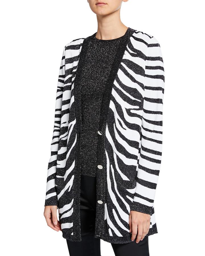 Zebra Jacquard Knit Cardigan