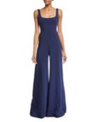 Celesta Sleeveless Corset-waist Wide-leg Pants
