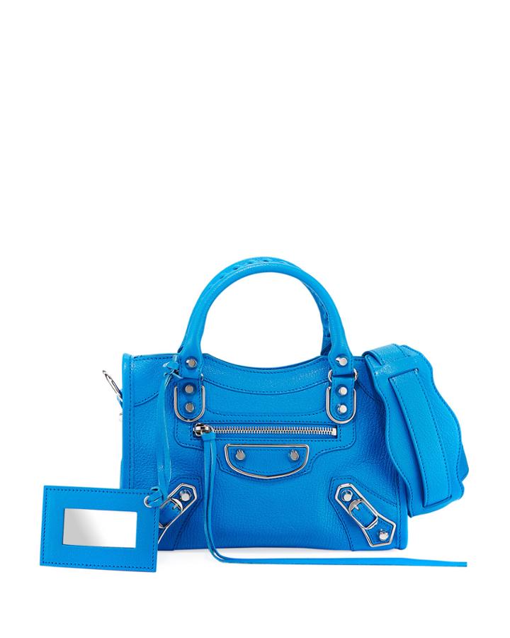 Metallic Mini City Leather Bag,