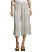 Printed Silk Cropped Pants,