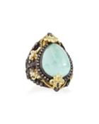 Old World Pear Green Turquoise Doublet Ring,