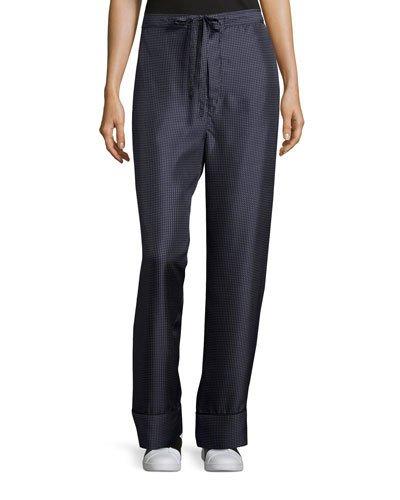 Gabriel Micro-dot Silk Pants, Black/white