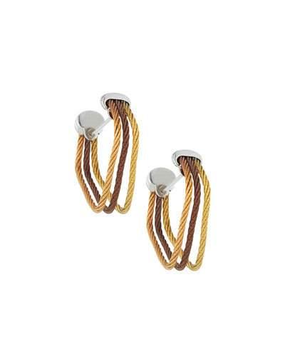Tricolor Angular Cable Hoop Earrings