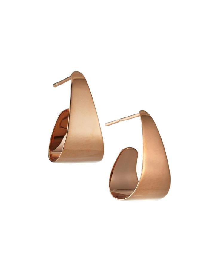 14k Rose Gold Flat Graduated Hoop Earrings