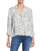 Hilda Printed Lace-up Peplum Top