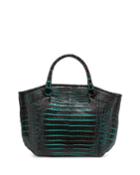Nancy Gonzalez Crocodile Large Domed Tote Bag, Black/green, Women's, Green Bm4