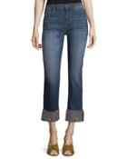 Colette Embroidered-cuff Cropped Jeans