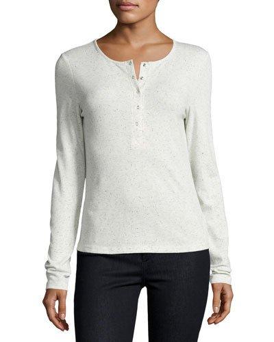 Kool Thing Long-sleeve Henley Top, Beige
