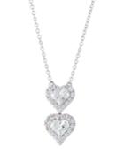 18k Diamond Double-heart Pendant Necklace