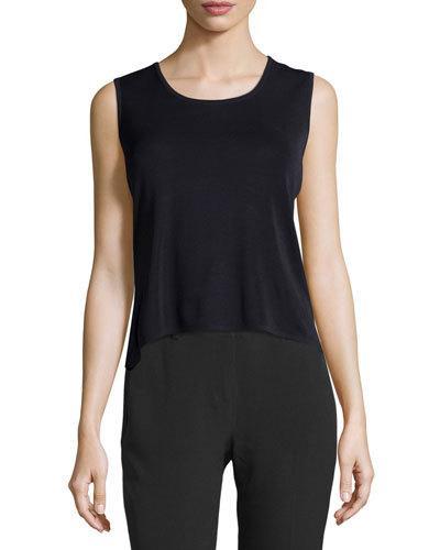 Scoop-neck Knit Tank, Navy