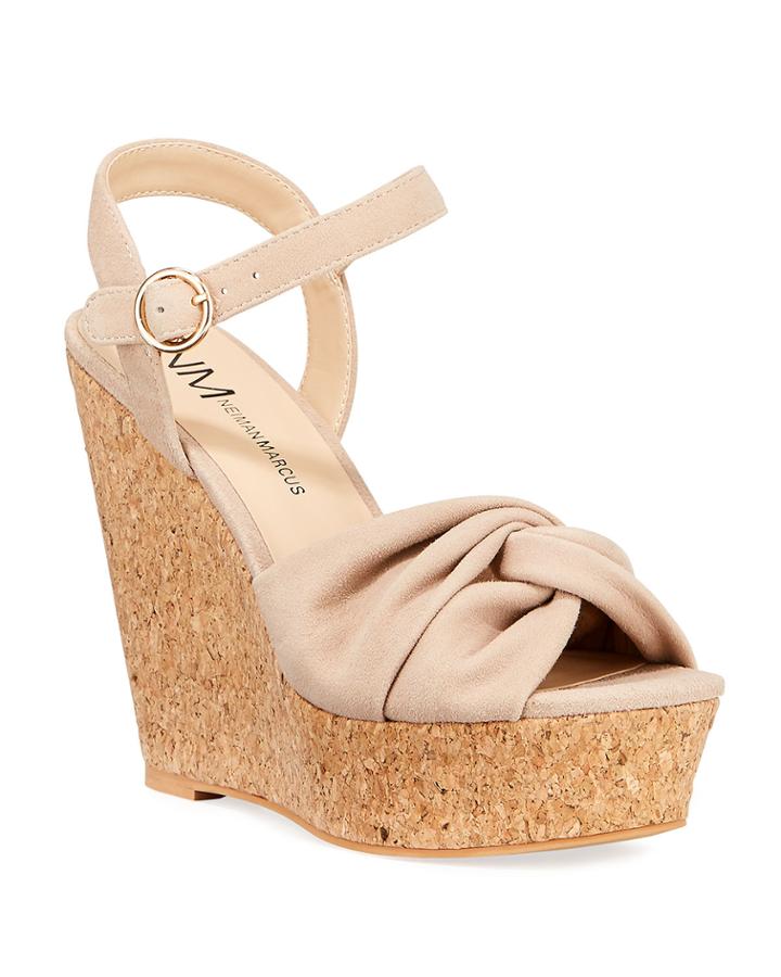 Knotted Platform Wedge Espadrilles