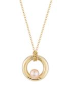18k Pink Pearl Ring Pendant Necklace