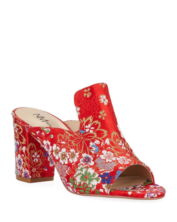 Embroidered Satin Open-toe