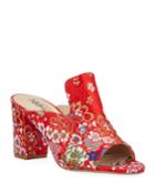 Embroidered Satin Open-toe