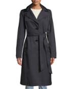 Belted Two-button Trench Coat With Removable Hood