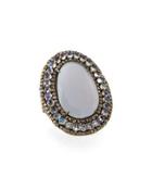 Chalcedony, Moonstone & Champagne Diamond Oval Ring