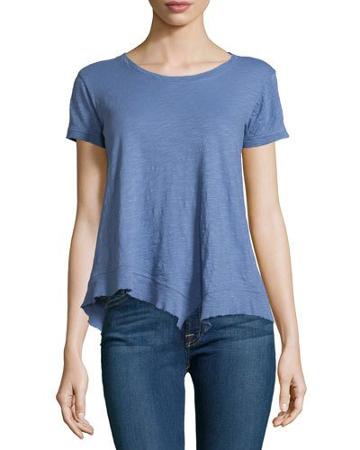 Short-sleeve Shrunken Asymmetric Tee