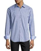 Plaid-print Sport Shirt, Classic Blue