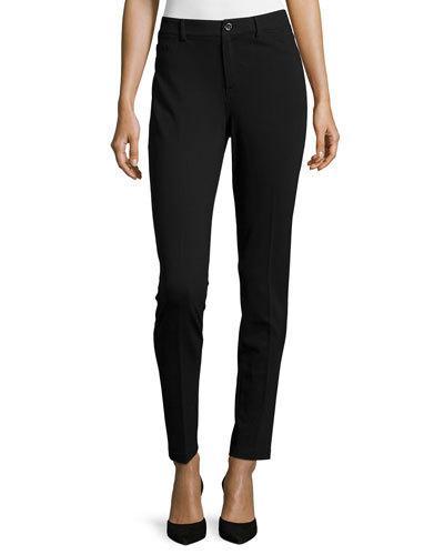 Pull-on Twill Skinny Pants, Black