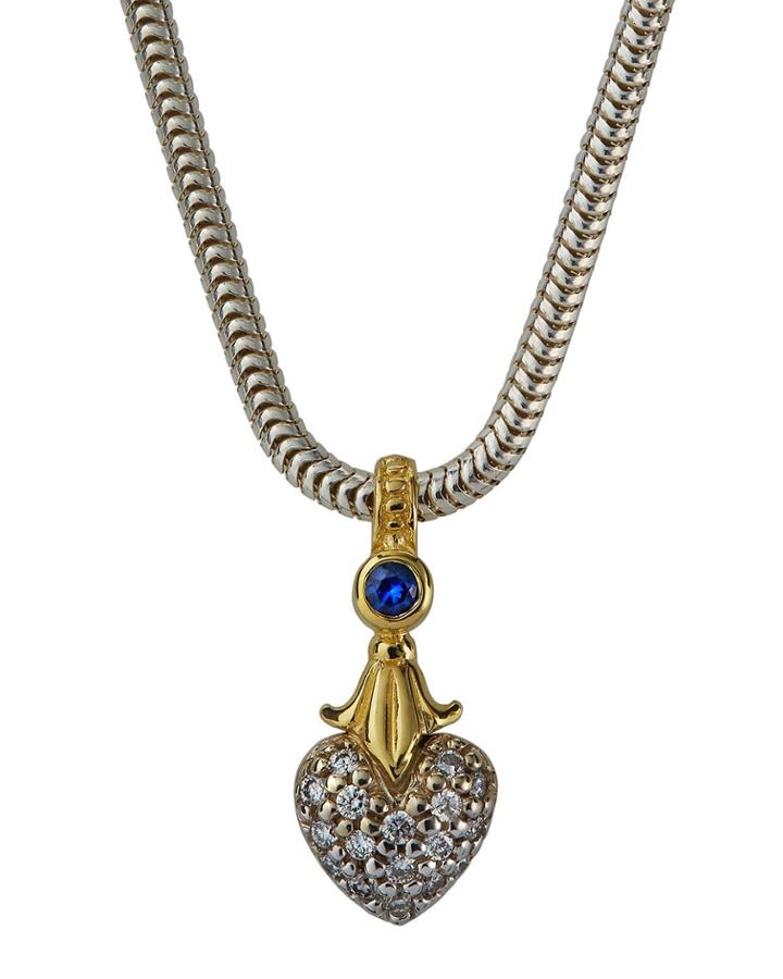 Signature Caviar Diamond Heart Necklace W/