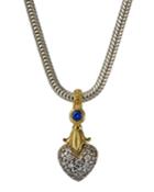 Signature Caviar Diamond Heart Necklace W/