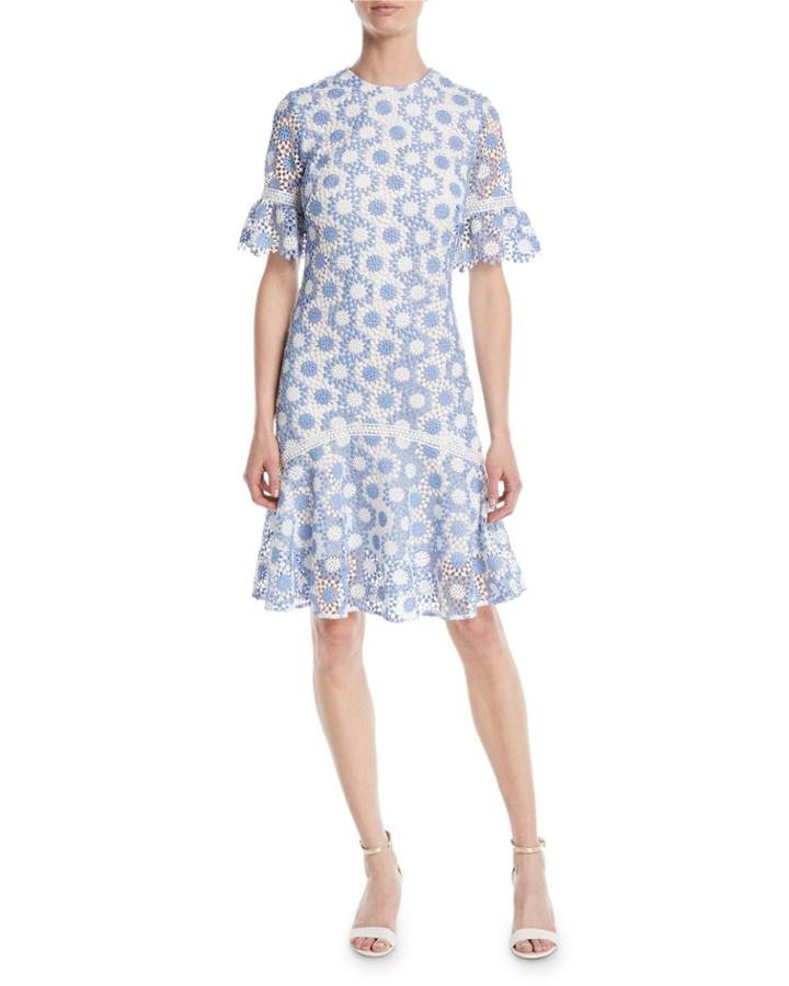 Marisol Circle-lace Short-sleeve Dress