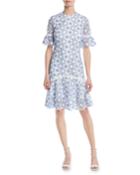 Marisol Circle-lace Short-sleeve Dress
